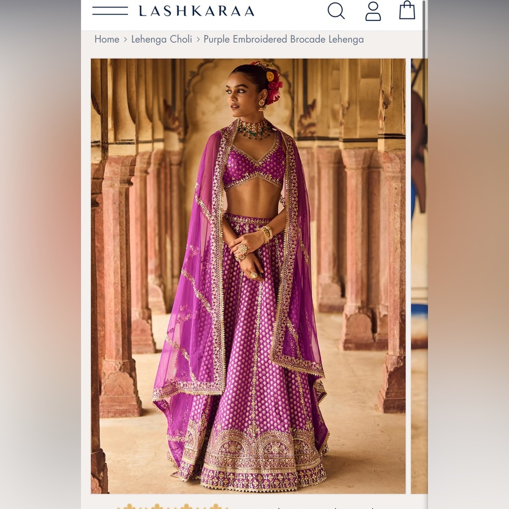 Purple Embroidered Brocade Lehenga